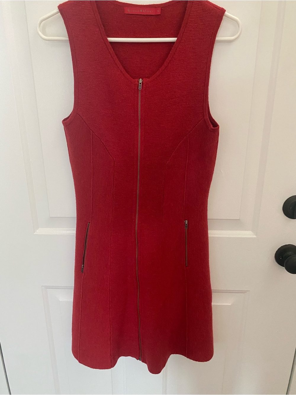Krimson Klover Red Zip-Front Sleeveless Knit Mini Dress